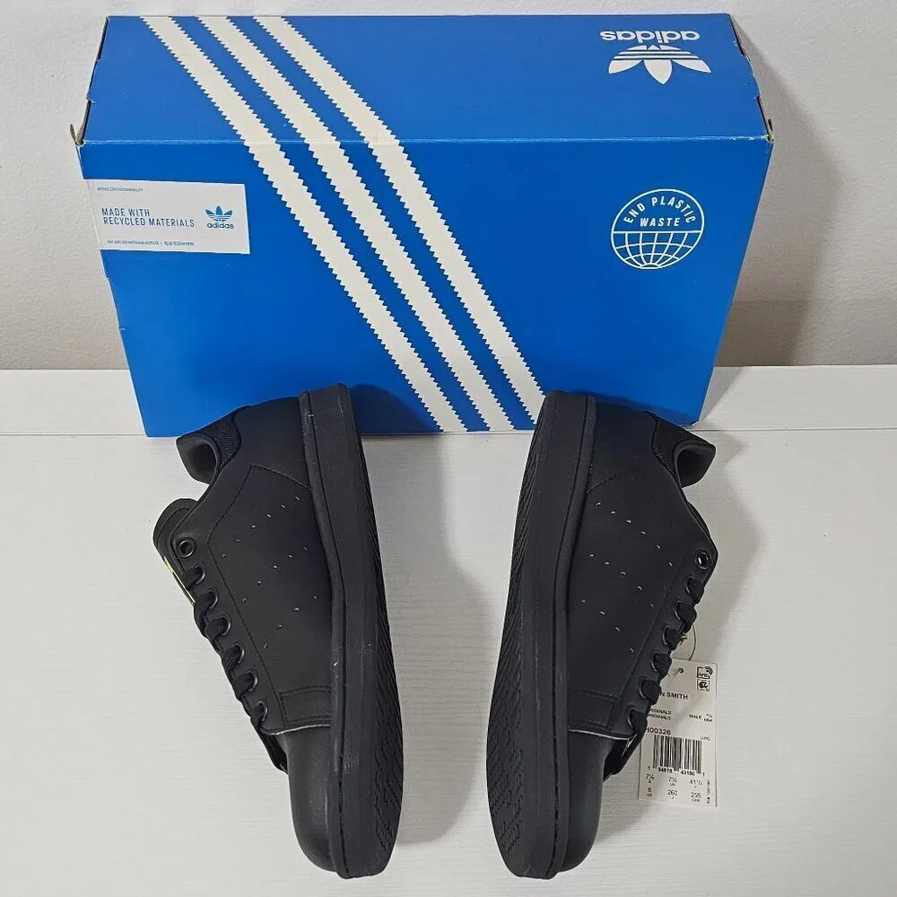 Adidas Stan Smith  'BLACK SEMI SOLAR YELLOW'  Men's Shoes Size 8   H00326 - Picture 3 of 7